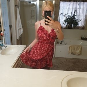 Ruffle Detail Self Tie Surplice Dress S